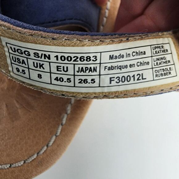 UGG Australia Wedge Sandal Women 9.5 Gaiana Blue Leather Strappy Woven Heel - Picture 10 of 11